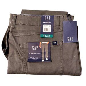 Gap Mens 5-Pocket Slim Fit Stretch Twill Pants 40x32 Classic Style Gray